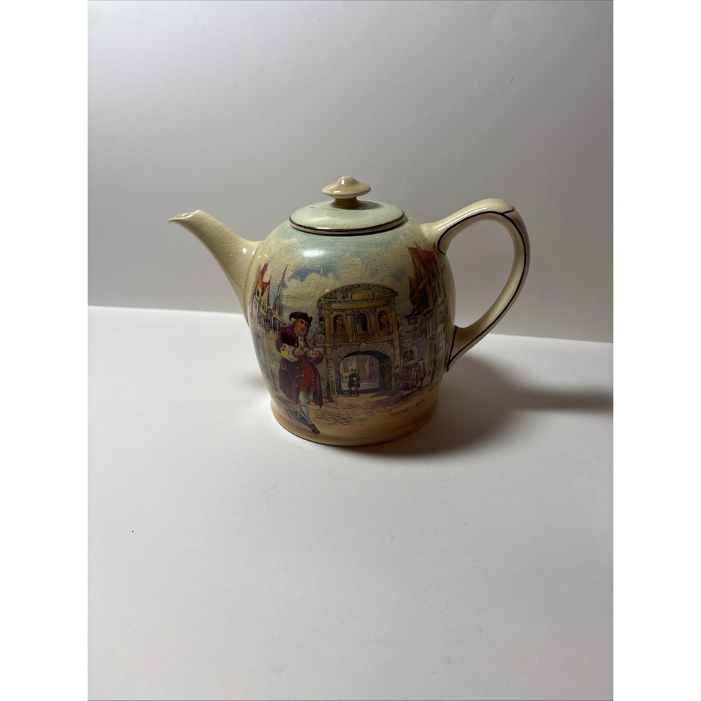 Vintage Temple Bar Historic England Teapot w Crackle Glaze Royal Doulton D5940